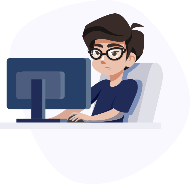 An image of a boy working in computer